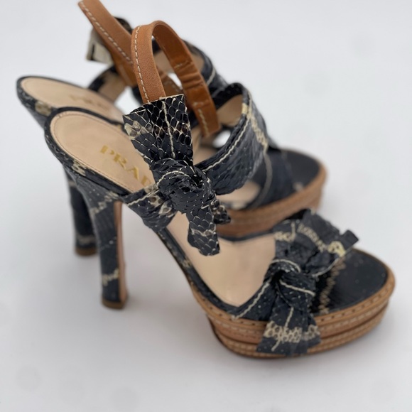 PRADA Fantasy Python Platform Heels Nero + Naturale Size 36.5 - Picture 8 of 9